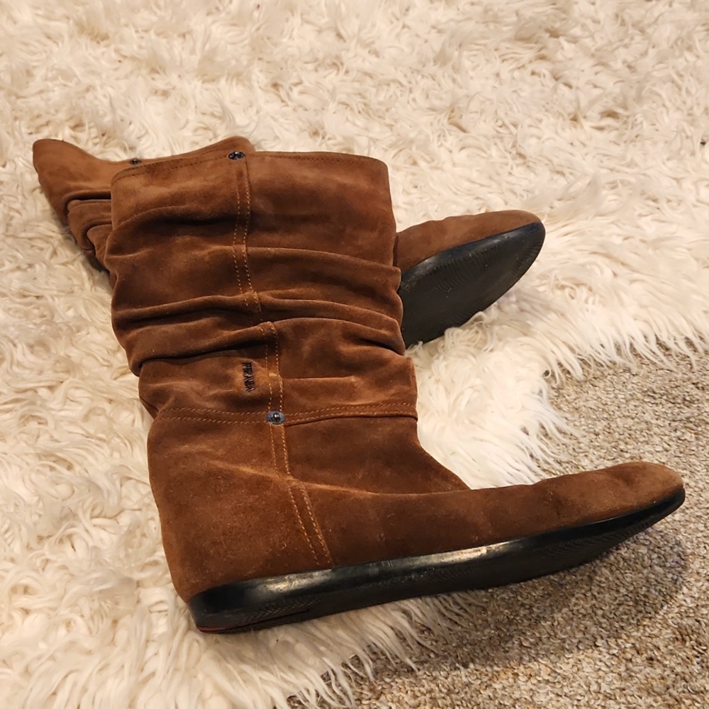 Prada slouchy flat boot